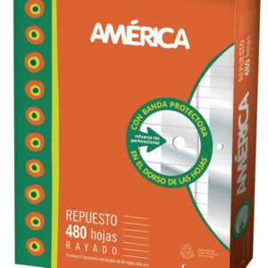 Repuesto America Nº3 X 480 Hojas Rayadas