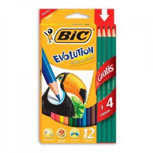Lapices De Colores Bic X 12 Largos +4 Grafitos