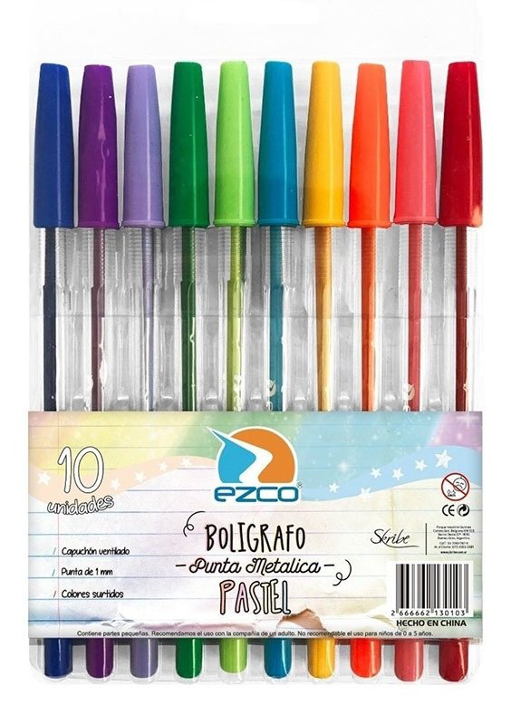 Boligrafo Ezco Pastel X 10 Unidades
