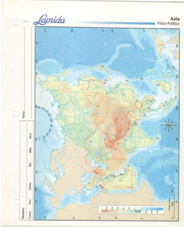Mapa N3 De Asia- Fisico Politico