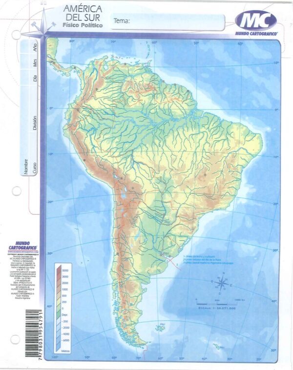 Mapa N3 De America Del Sur-Fisico Politico