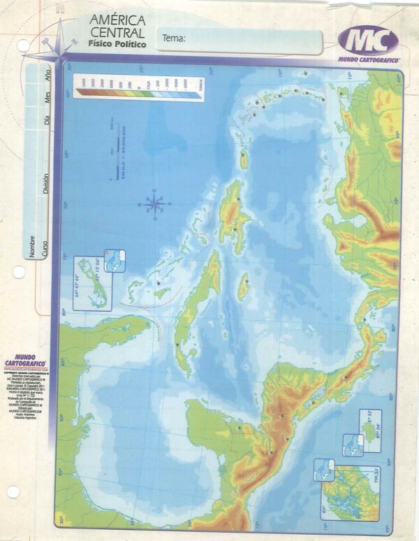 Mapa N3 De America Central-Fisico Politico