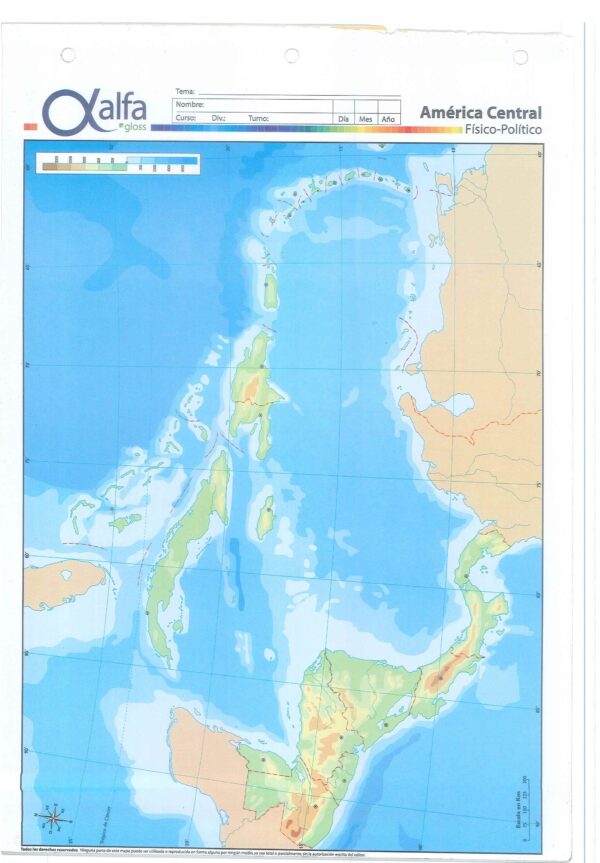 Mapa N5 De America Central- Fisico Politico