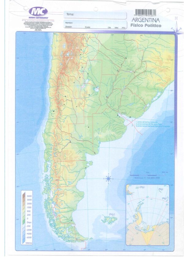 Mapa N5 De Argentina-Fisico Politico