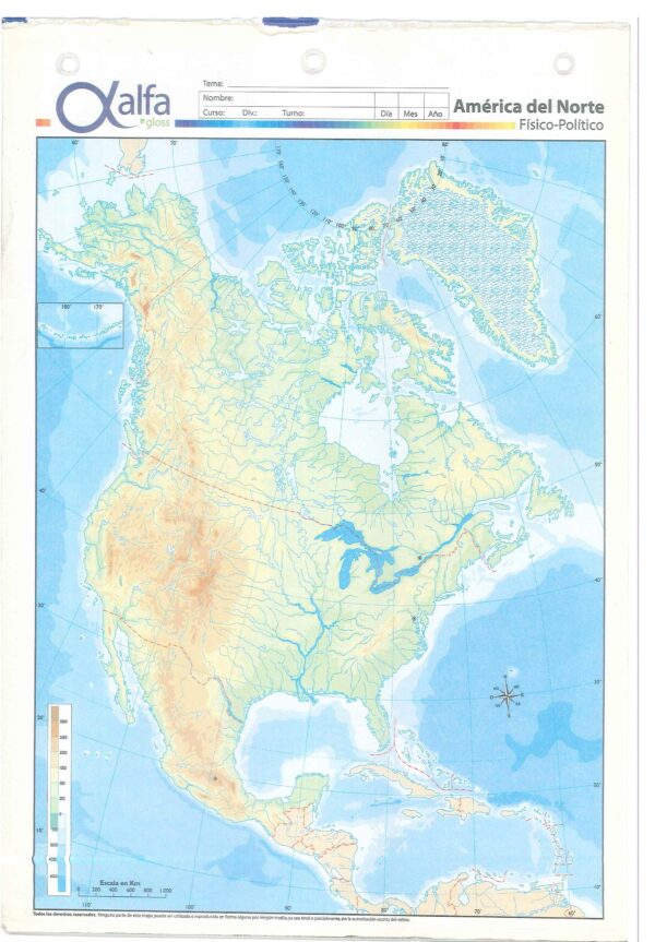 Mapa N5 De America Del Norte-Fisico Politico
