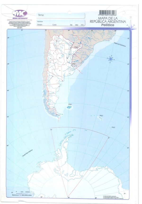 Mapa N5 De La Republica Argentina-Politico