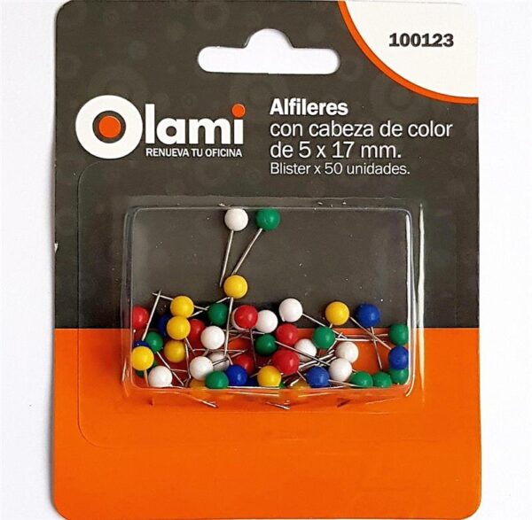 Alfileres Olami Con Cabeza Plastica Blister x 50 Unidades