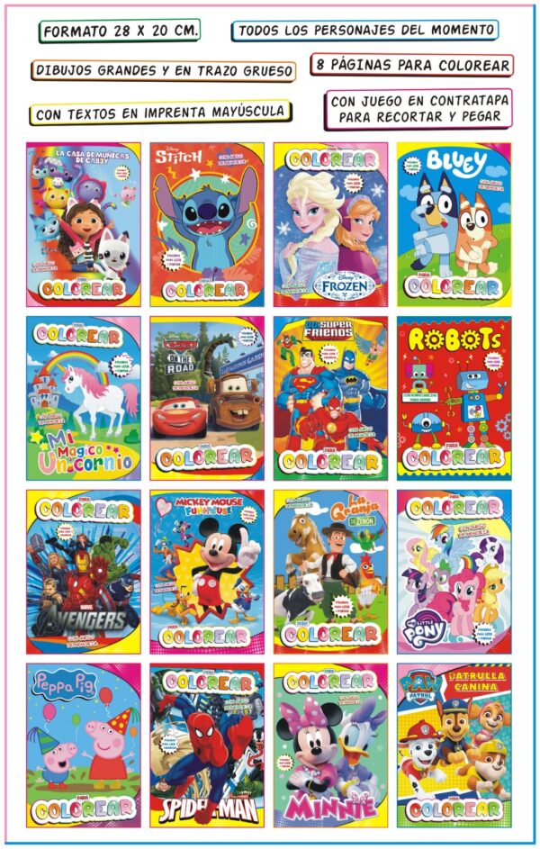 Libritos Para Colorear Personajes-Didáctico