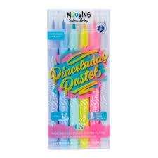 Marcador Mooving Punta Pincel Pastel x 6 Unidades