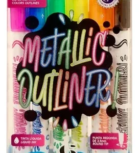 Marcador Mooving Metalizado Outline x 6 Unidades