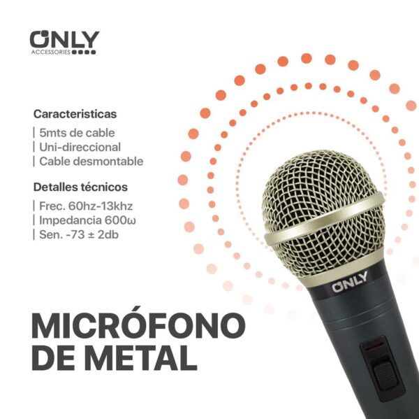 Microfono Profesional Metalico con Cable