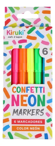 Marcadores Kiruki Confetti Neon x 6 Unidades