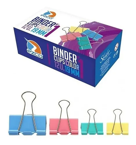 Aprieta Papel Binder Clip Ezco Pastel 19mm