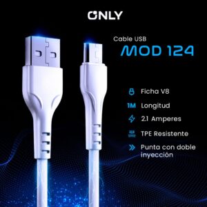 CABLE USB MOD 124 ECO CLASSIC – BLANCO - MICRO USB