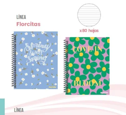 Cuadernola Asamblea Tapa Dura 80 Hojas Rayadas Florecitas
