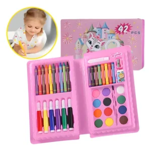 Set Infatil 42 Piezas Crayones+Acuarela+Fibras